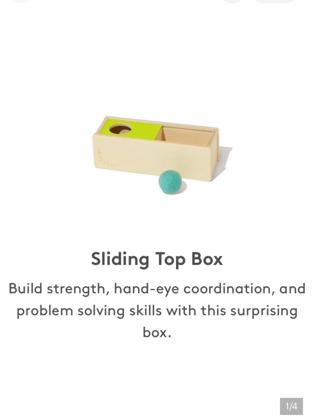 Lovevery Sliding Top Box Wooden Montessori Toy w ball